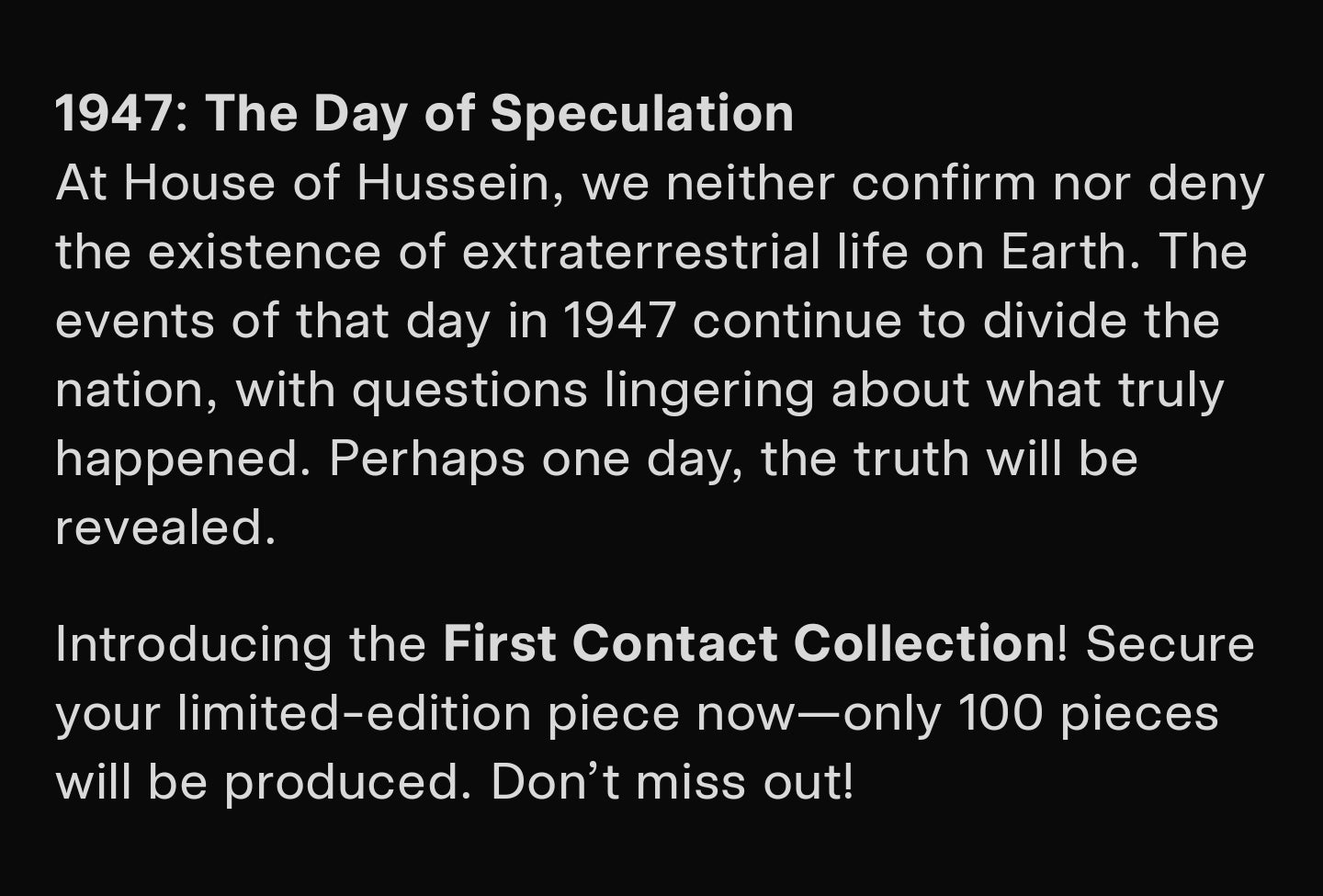 First Contact collection (Roswell)